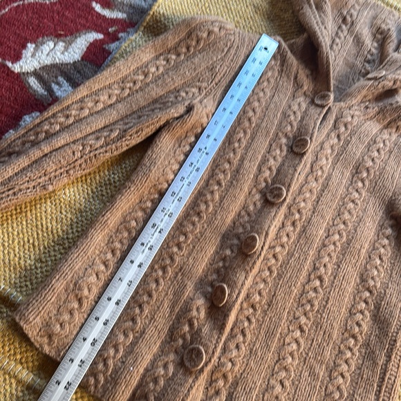 Vintage merino wool sweater skirt set hand knit by Grace 1967 camel gorgeous 6 8 - Picture 8 of 13